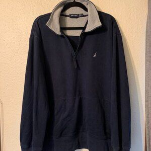 Nautica Half-Zip Sweatshirt  - Mens Size XL - Blue/White